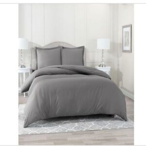 Neslt Super Soft Double Brushed Microfiber 3 Pc. Duvet Cover Set, King - Charcoa